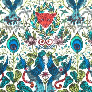 green animal cotton fabric from Emma Shipley