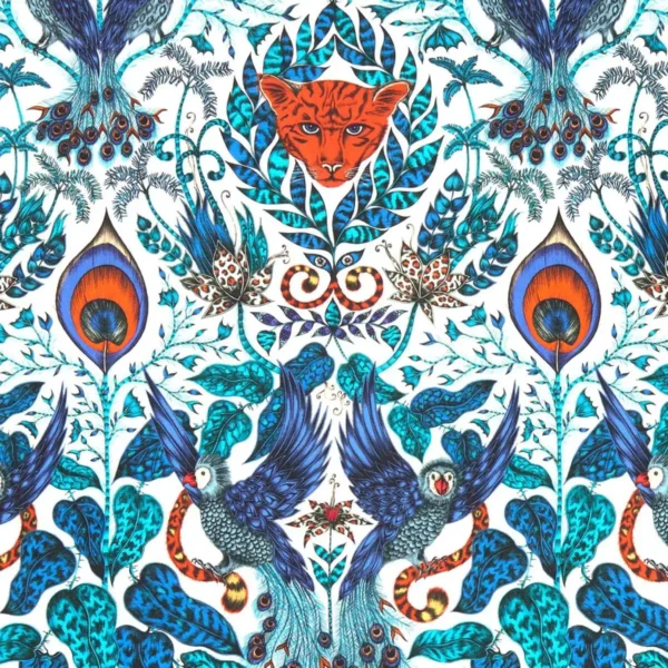 blue animal cotton fabric from Emma Shipley