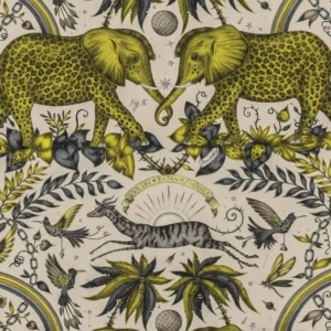 black-grey animal linen fabric from Emma Shipley