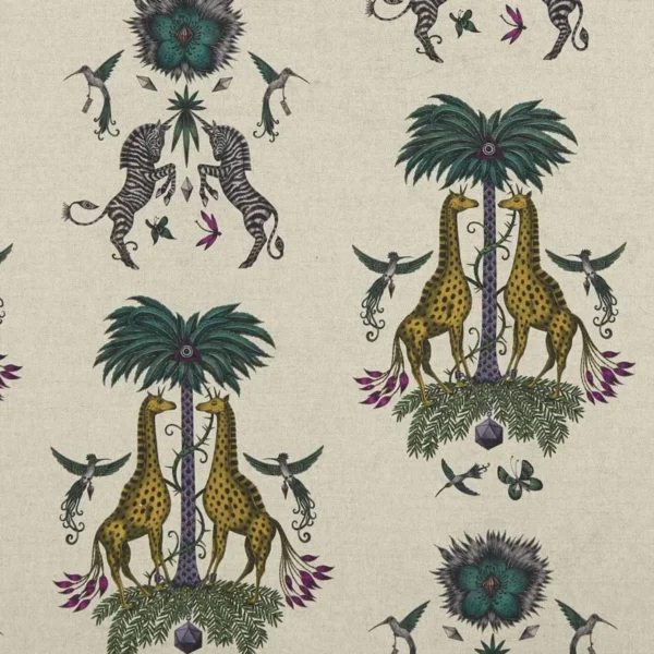 multicolour animal linen fabric from Emma Shipley