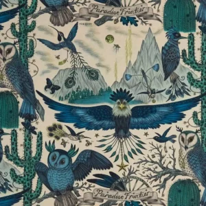 blue animal linen fabric from Emma Shipley