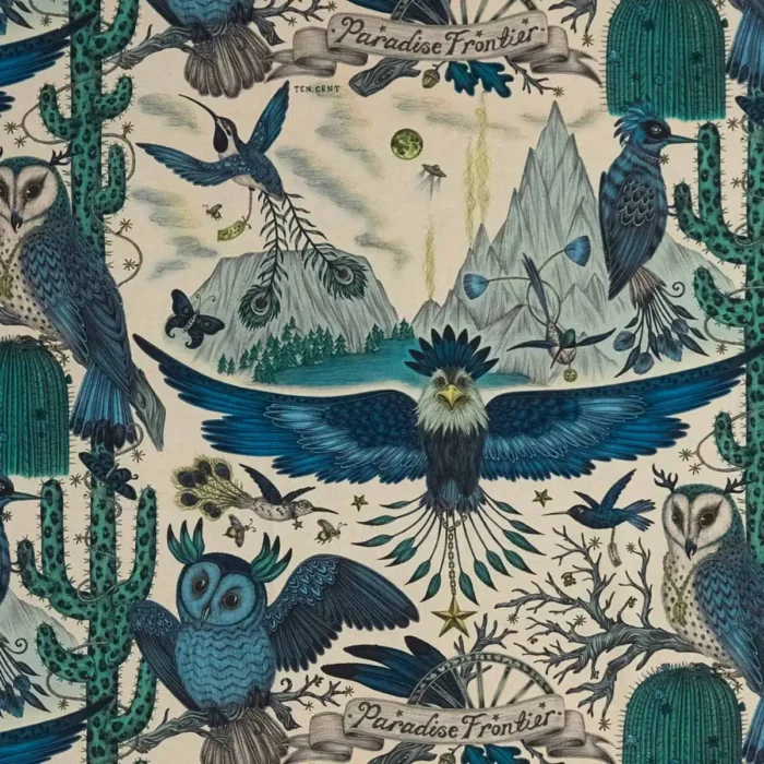 Frontier Linen Fabric - Blue swatch