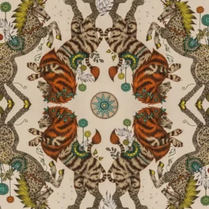 multicolour animal linen fabric from Emma Shipley