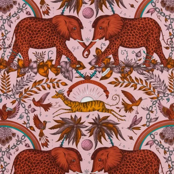 pink animal cotton fabric from Emma Shipley