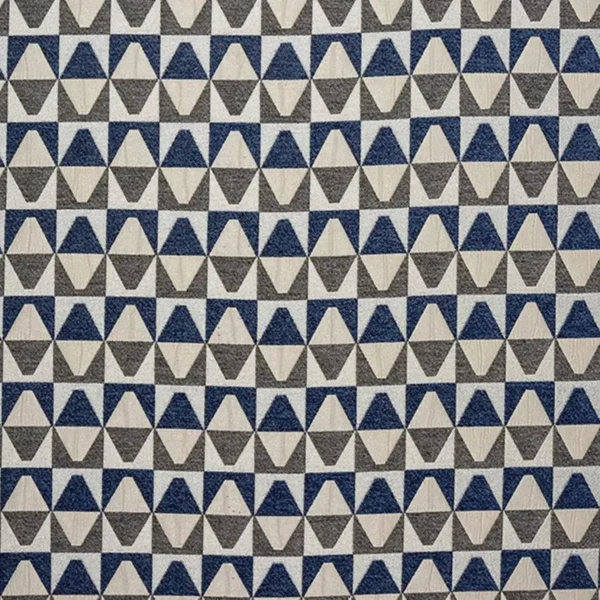 Kaleidoscope Fabric - Indigo by blue geometric jacquard fabric from Fryetts