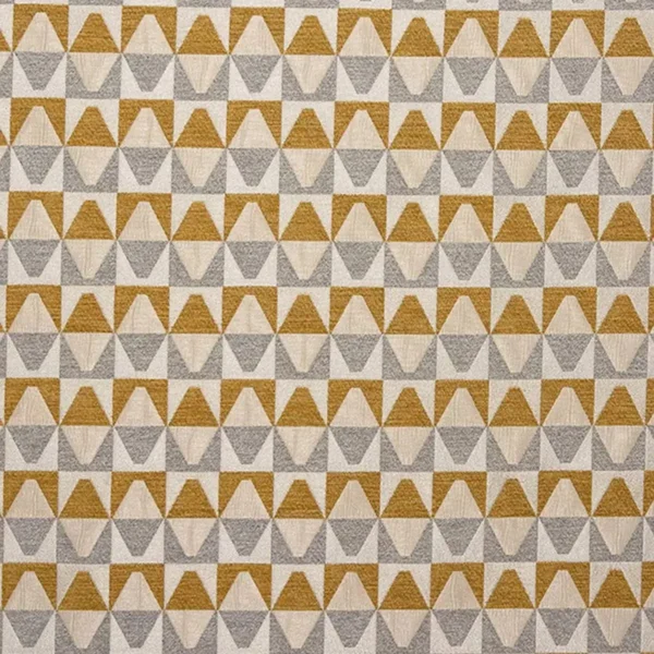 Kaleidoscope Fabric - Ochre by yellow geometric jacquard fabric from Fryetts