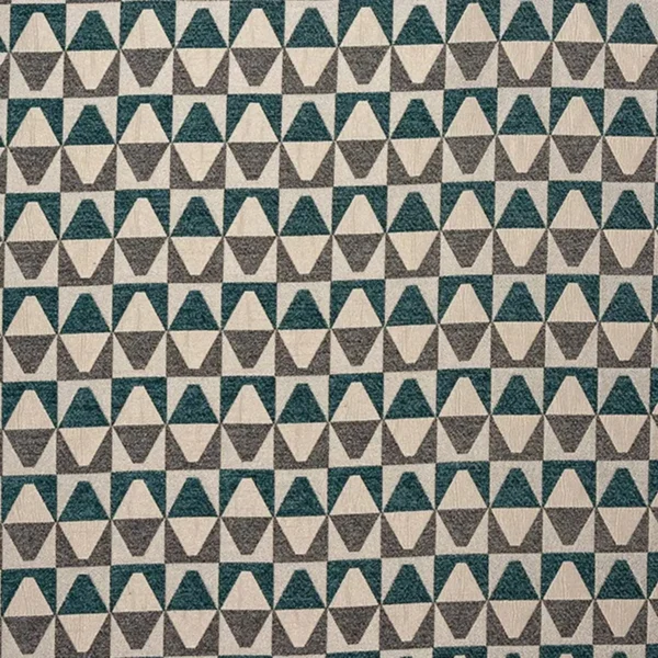 green geometric jacquard fabric from Fryetts