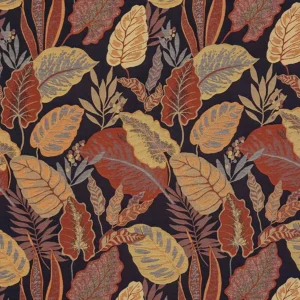 orange botanical jacquard fabric from Fryetts