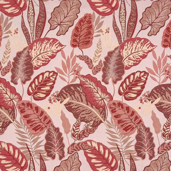 Mendoza Fabric - Rosso by red botanical jacquard fabric from Fryetts