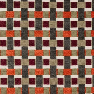 orange geometric jacquard fabric from Fryetts