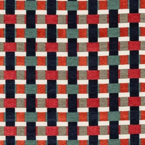 blue geometric jacquard fabric from Fryetts