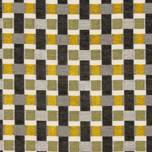 yellow geometric jacquard fabric from Fryetts
