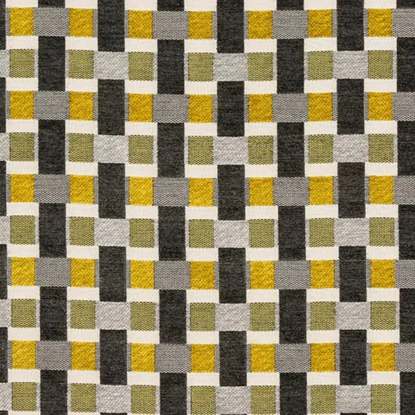 Rhythm Fabric - Ochre by yellow geometric jacquard fabric from Fryetts