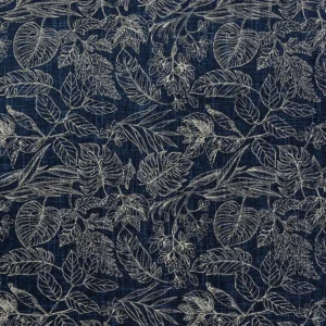 blue botanical woven fabric from Fryetts