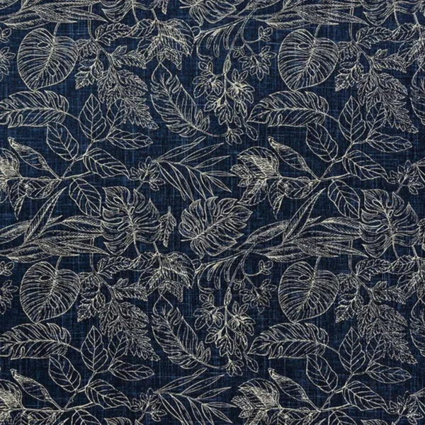 Salvador Fabric - Indigo by blue botanical woven fabric from Fryetts