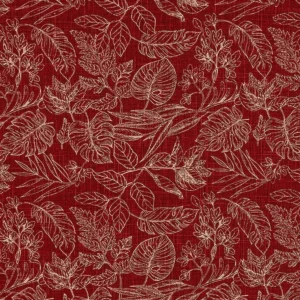 red botanical woven fabric from Fryetts
