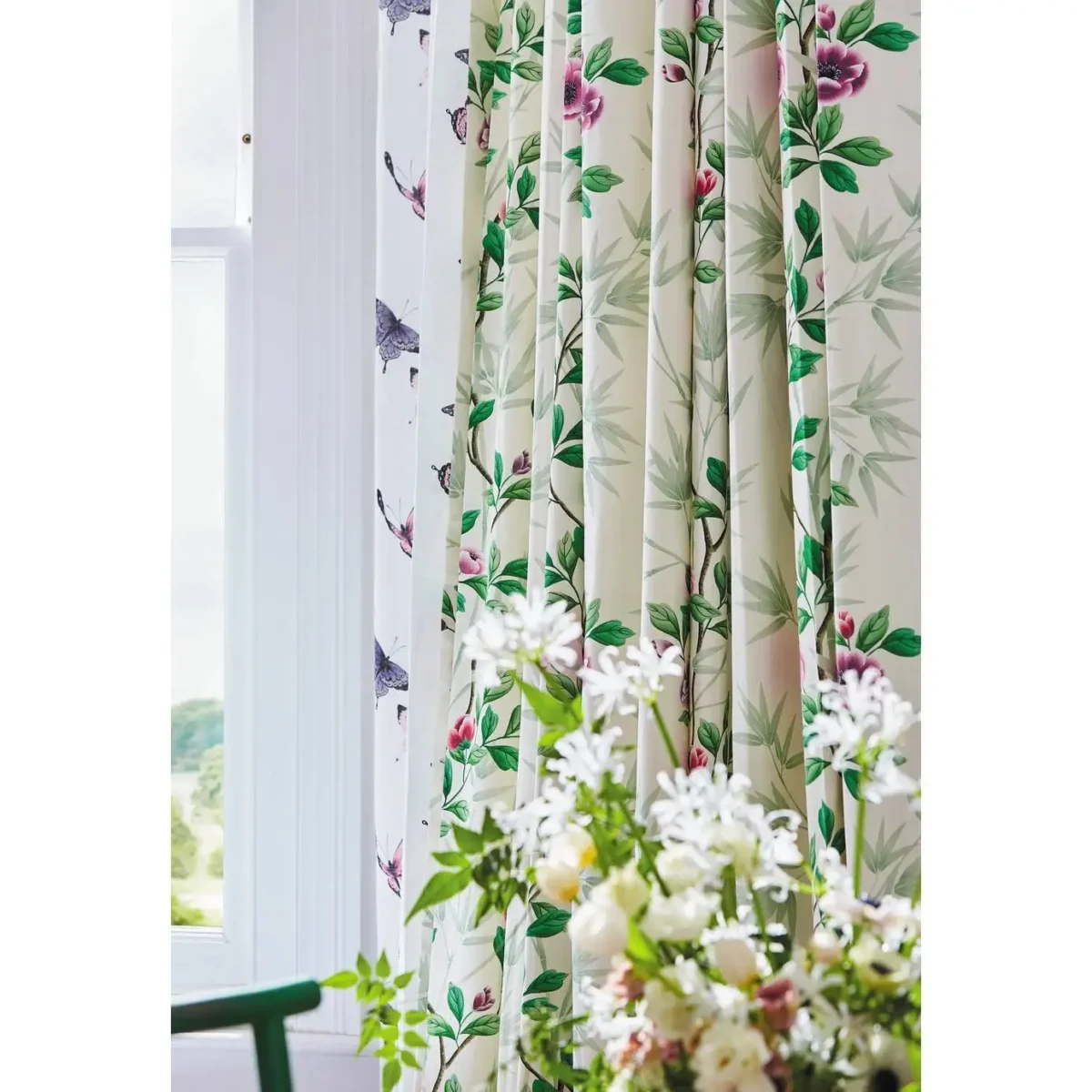 Emmeline Fabric - Chalk / Rose / Sky by Emmeline Fabric - Chalk / Rose / Sky from