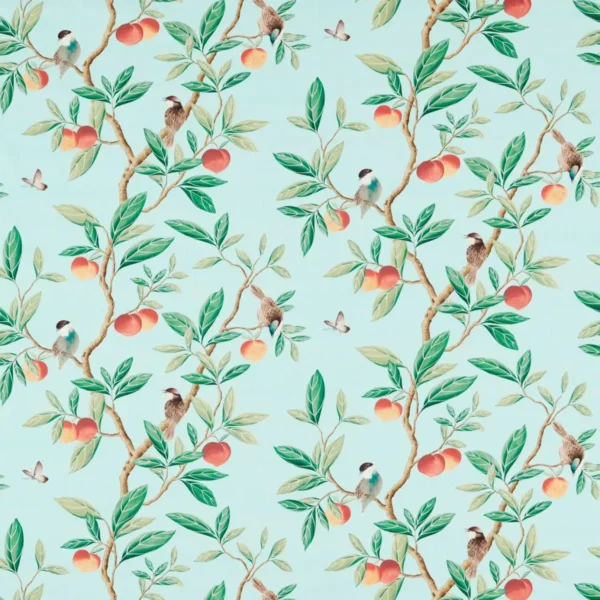 Ella Fabric - Sky / Fig Leaf / Nectarine by Ella Fabric - Sky / Fig Leaf / Nectarine from