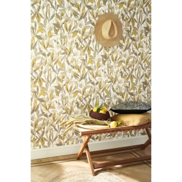 Hojas Wallpaper - Taupe / Noir by Hojas Wallpaper - Taupe / Noir from