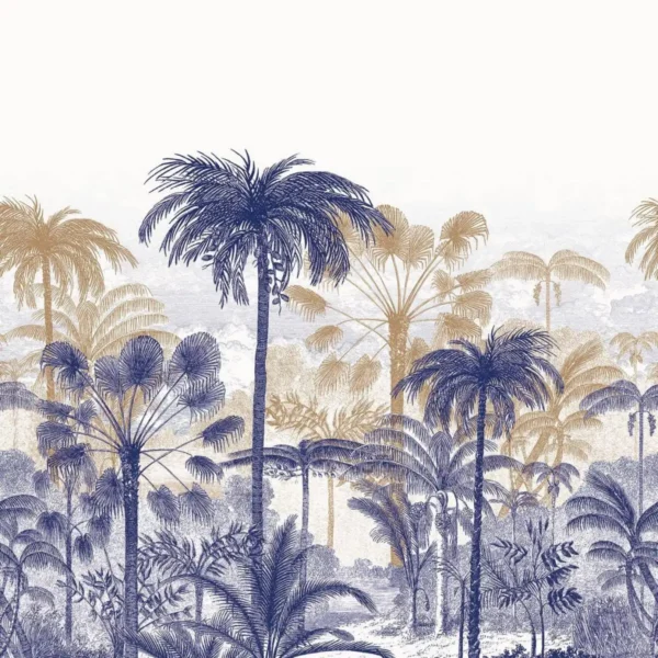 Bosque L Wallpanel - Bleu by blue botanical wallpaper from casadeco