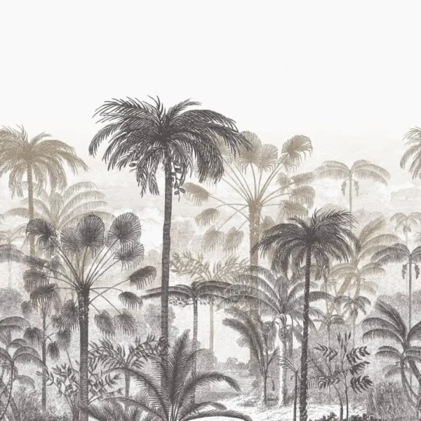 Bosque L Wallpanel - Beige by black-grey botanical wallpaper from casadeco