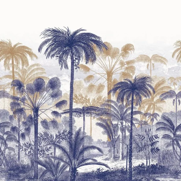 Bosque M Wallpanel - Bleu by blue botanical wallpaper from casadeco