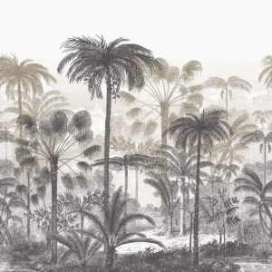 black-grey botanical wallpaper from casadeco