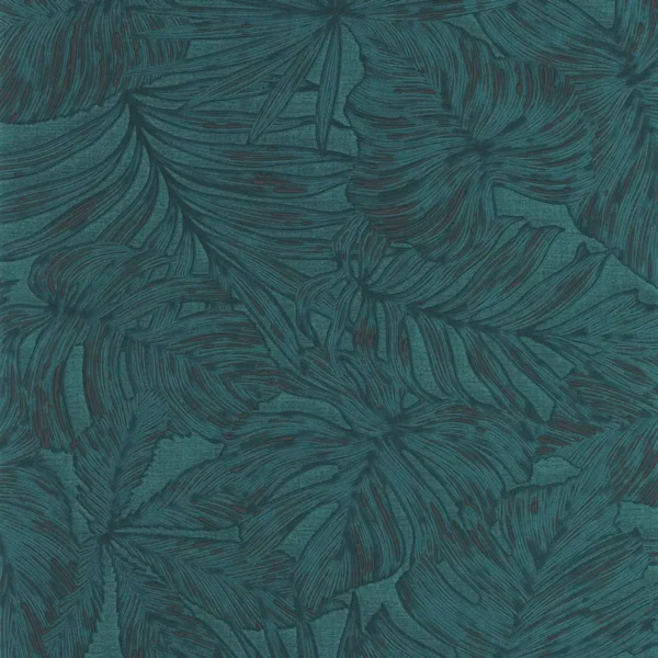 Granada Wallpaper - Bleu Canard by blue botanical wallpaper from casadeco