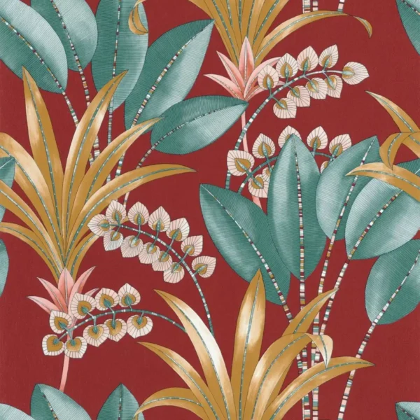 Palma Wallpaper - Rouge by multicolour botanical wallpaper from casadeco