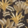 black-grey botanical wallpaper from casadeco