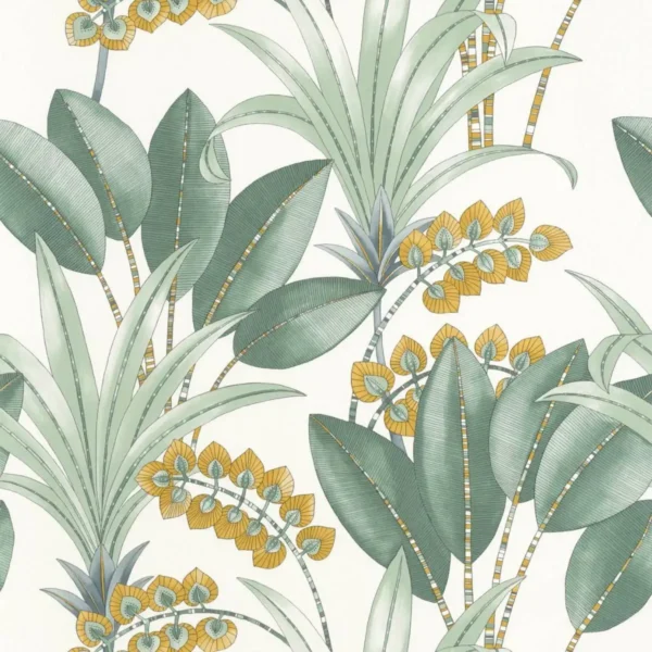 green botanical wallpaper from casadeco