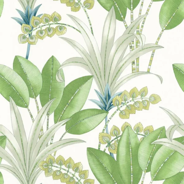 green botanical wallpaper from casadeco