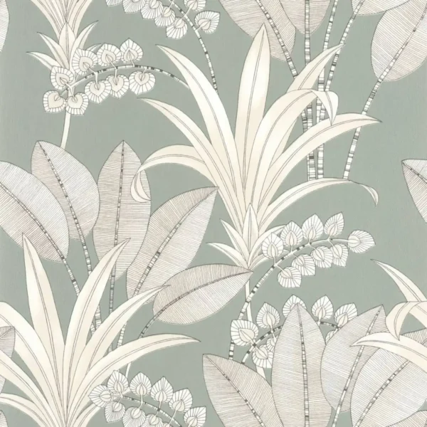 Palma Wallpaper - Vert Amande by green botanical wallpaper from casadeco