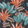 black-grey botanical wallpaper from casadeco