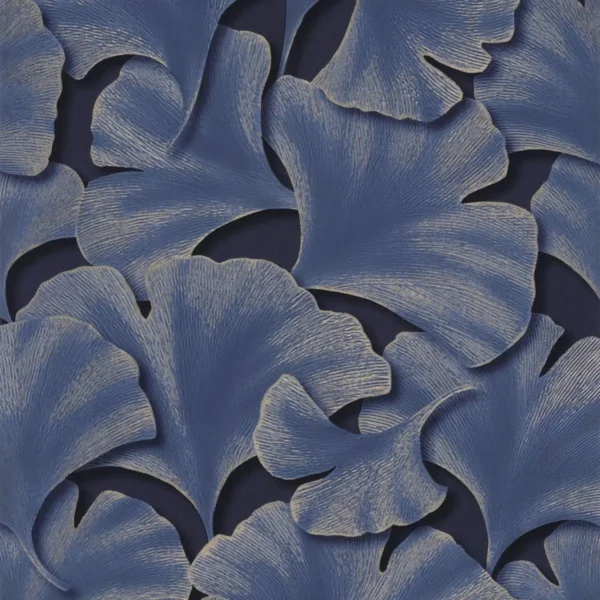 Biloba Wallpaper - Bleu Indigo by blue botanical wallpaper from casadeco