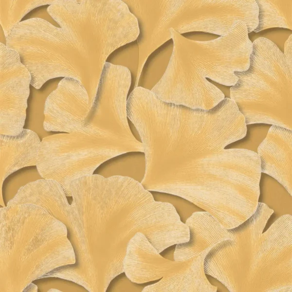 Biloba Wallpaper - Jaune Mordore by yellow botanical wallpaper from casadeco