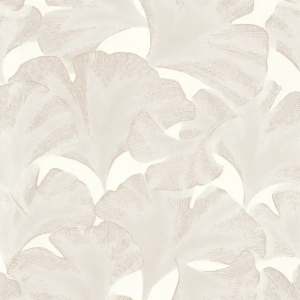 Biloba Wallpaper - Blanc Neige by white botanical wallpaper from casadeco