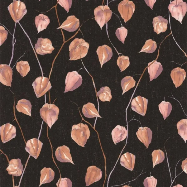 black-grey botanical wallpaper from casadeco