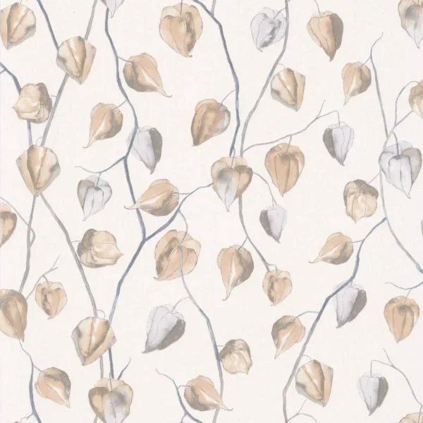Lanternes Wallpaper - Beige Lin by black-grey botanical wallpaper from casadeco