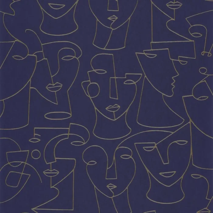 Portrait Wallpaper - Bleu / Beige swatch