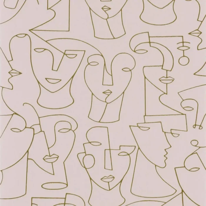 Portrait Wallpaper - Camel / Rose swatch