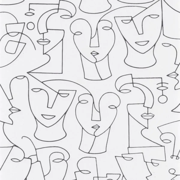 Portrait Wallpaper - Blanc / Noir by white misc wallpaper from casadeco