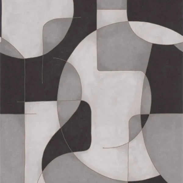 Op'art Wallpaper - Gris / Noir by black-grey geometric wallpaper from casadeco