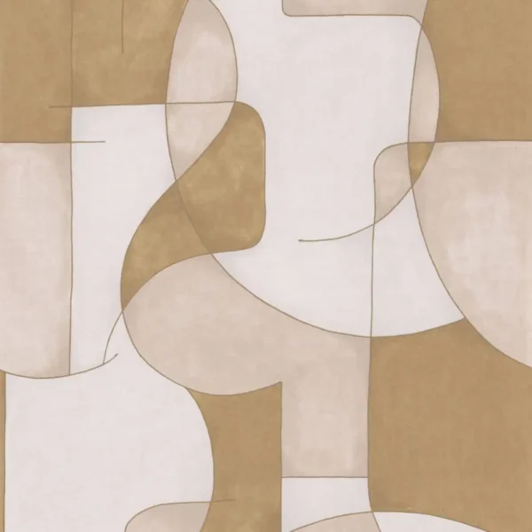 Op'art Wallpaper - Beige / Or by white geometric wallpaper from casadeco
