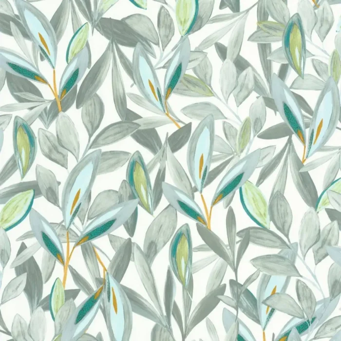 Hojas Wallpaper - Vert / Blanc swatch