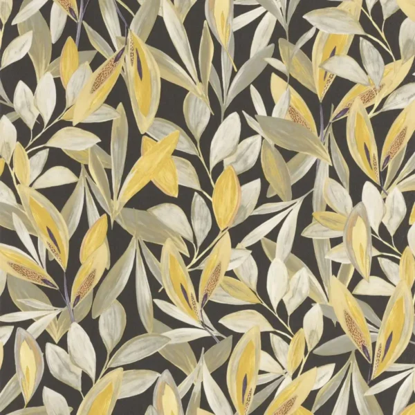 Hojas Wallpaper - Taupe / Noir by black-grey botanical wallpaper from casadeco