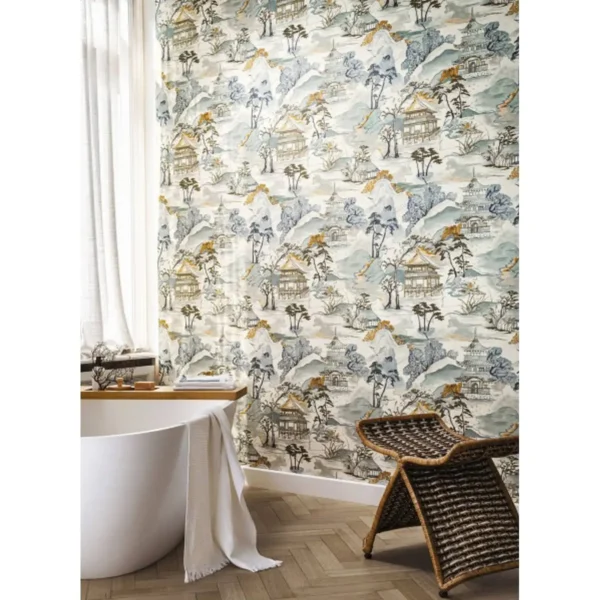 Nara Wallpaper - Blanc / Celadon by Nara Wallpaper - Blanc / Celadon from