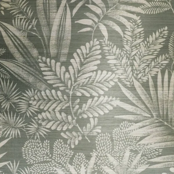 Mandrare Wallcovering - Bleu Grise by black-grey botanical wallpaper from casamance