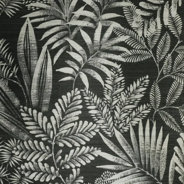 Mandrare Wallcovering - Carbone by black-grey botanical wallpaper from casamance