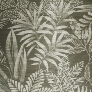 black-grey botanical wallpaper from casamance
